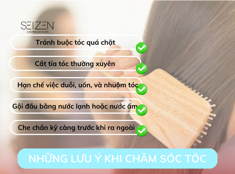 Những lưu ý trong quá trình chăm sóc tóc khô xơ, gãy rụng.